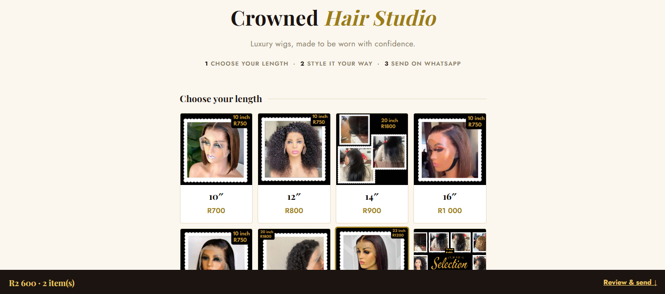 Crowned Hair Studio website