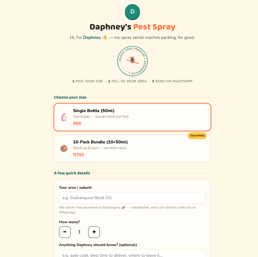 Daphney's Pest Spray website
