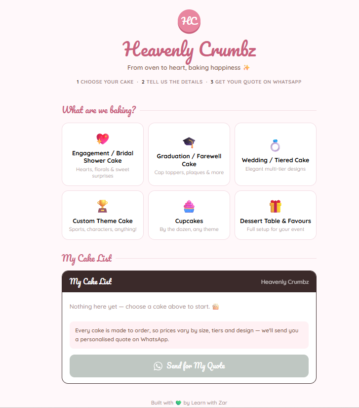Heavenly Crumbz website